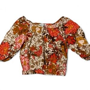 Single Thread Off-The-Shoulder Floral Blouse | XS